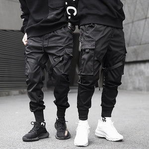 Fitas calças de carga masculina casual streetwear harajuku calças hip hop na moda casual juventude calças finas à moda calças de jogger masculino